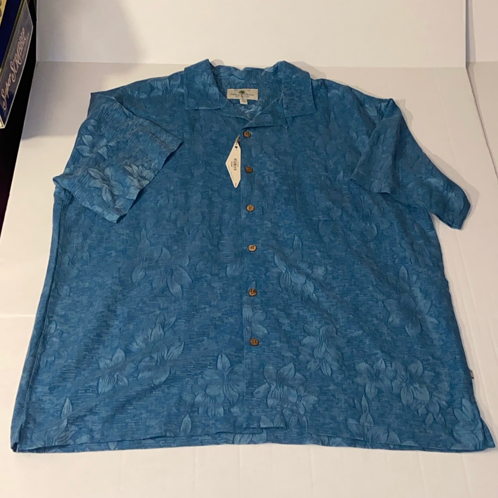 Island Shores Men’s XXL Silk Short Sleeve Flower Pattern New Hawaiian Shirt